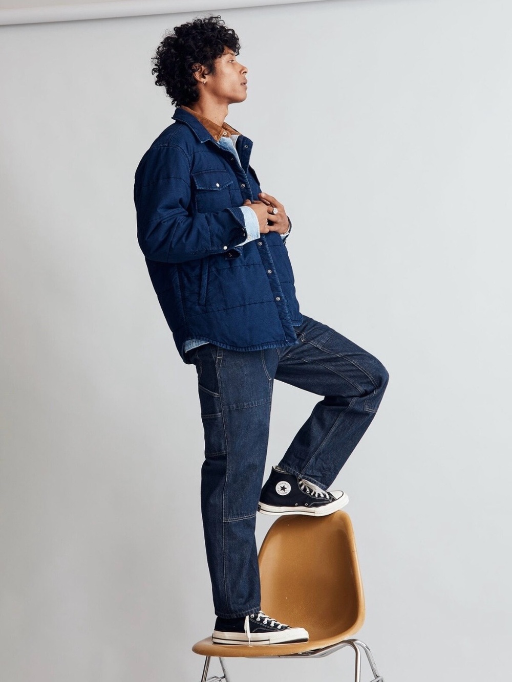 Madewell Quilted Indigo Shirt-Jacket Men’s size Small